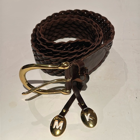 Michael Kors Braided Black Leather Belt Sz L - Picture 1 of 3